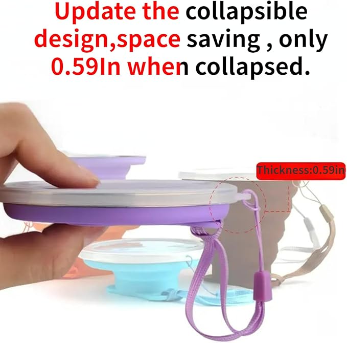 4Pack 270ml/9oz Travel Cup Stainless Steel Silicone Retractable Folding Cups Telescopic Collapsible Coffee Cups Outdoor Sports Water Cup Camping Cup with Lids