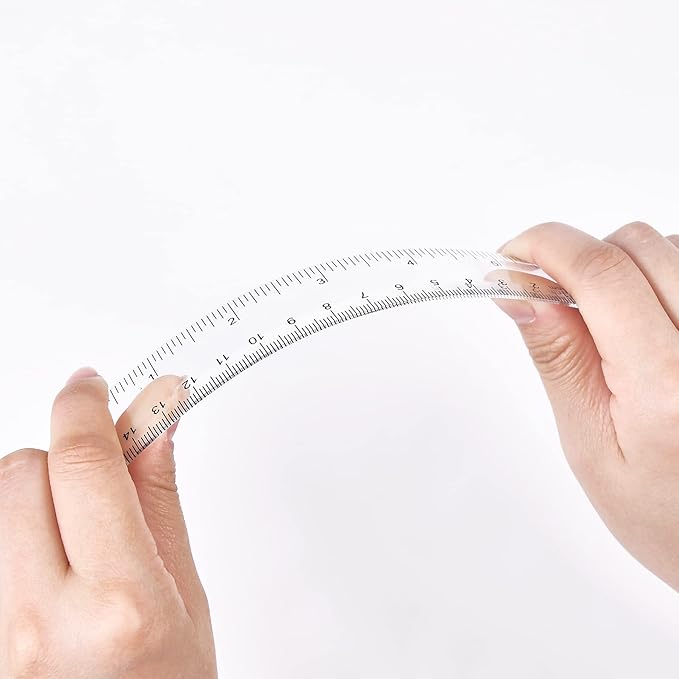 Unjoo Clear Plastic Ruler 6 Inch+12 Inch Straight Ruler, Shatterproof Rulers with Inches and Centimeters for School Classroom, Home, or Office (2pcs)
