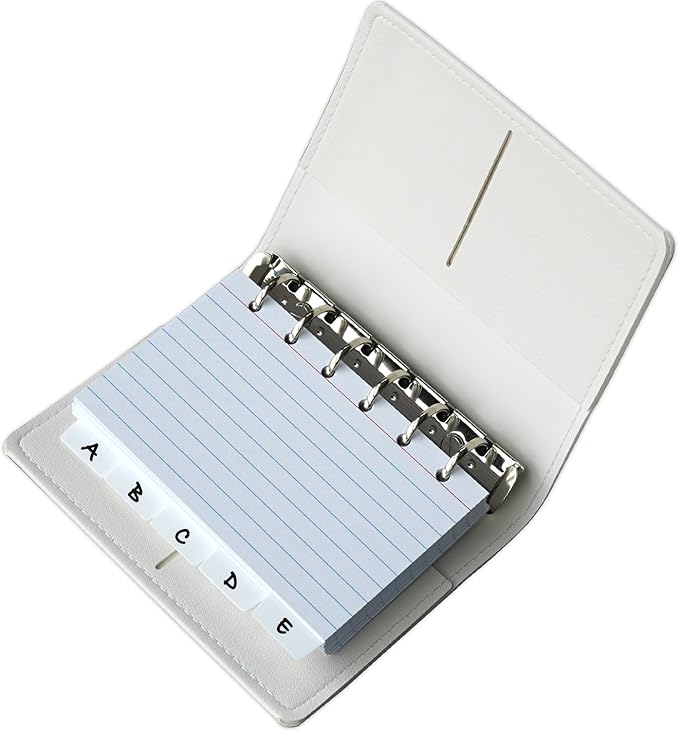 Olivo 3x5 Lined Index Cards with Ring Binder Holder and Dividers, 100 Note Cards, White