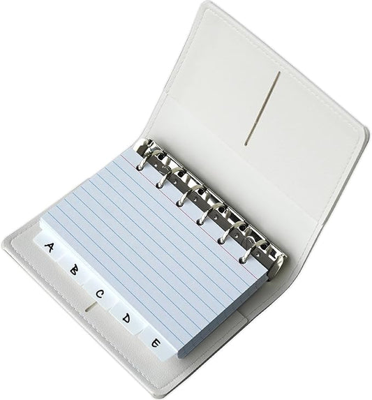 Olivo 3x5 Lined Index Cards with Ring Binder Holder and Dividers, 100 Note Cards, White