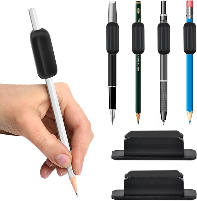 Weighted Pencil Grips, 5Pcs Silicone Pencil Grips with 2Pcs Pencils Holders for Kids, Elderly & Special Needs, Improves Penmanship for Autism,ADHD,Tremors & Fine Motor Skills