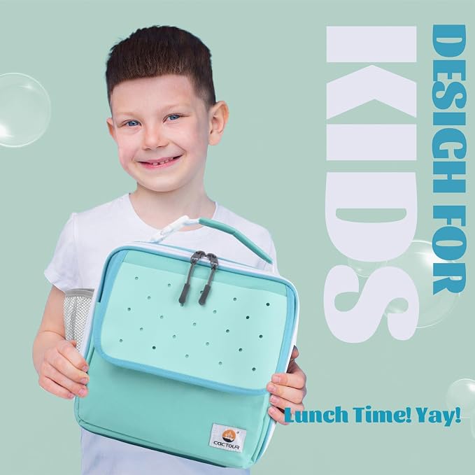 CaCTOUR Lunch Box Kids,Fun Color Lunch Box for Boys,Large Soft Cooler Lunch Bag for Kids,Back to School Thermal Insulated Lunch Tote Bag for School Daycare Outdoor (Teal)