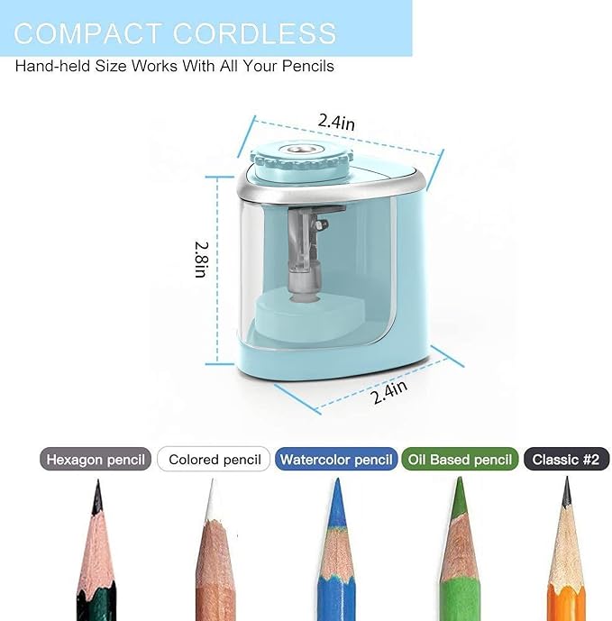 Aogwat Pencil Sharpener Electric Pencil Sharpener for Kids, Blade to Fast Sharpen, Suitable for No.2/School/Classroom/Office/Home (Blue)
