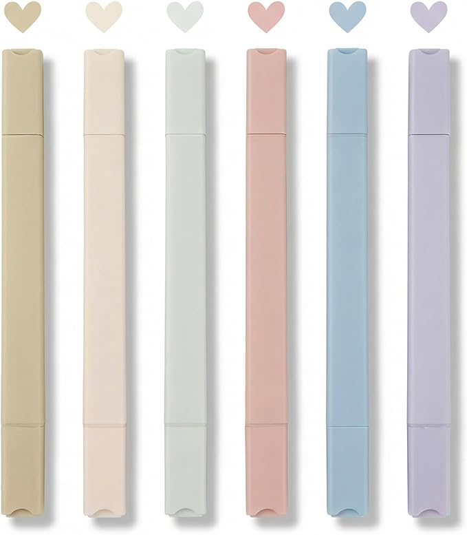 konket 6pcs Pastel Highlighter Aesthetic Cute Highlighters Bible Highlighters No Bleed， Soft Chisel Tip Marker for Diary Plan Notes