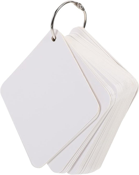Generic Blank Flash Cards with Binder Rings, 200 Pre-Hole Punched White Index Cards 10X10Cm Multipurpose Notecards for Studying, Note Taking, and DIY Organization