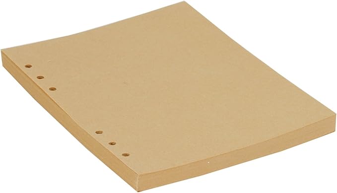 A5 Kraft Refill Paper 6 Hole Punched Filler Paper Refills for A5 Loose Leaf Notebook Travel Journal Personal Diary Planner Binder Scrapbook, 80 Sheet, 160 Page, 5.6 Inches x 8.2 Inches
