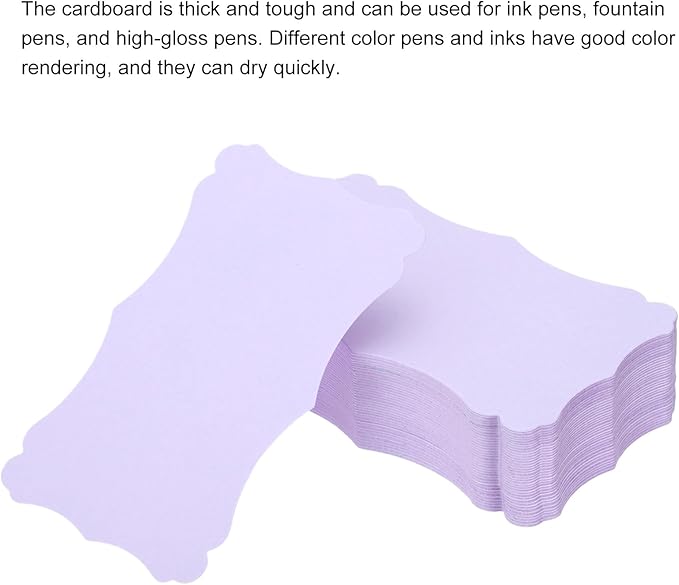PATIKIL 3"x5" Blank Paper Business Cards, 120 Pack Small Index Flash Cards Words Message Note Card Mini Paper Tags Lace for DIY Gift, Light Purple