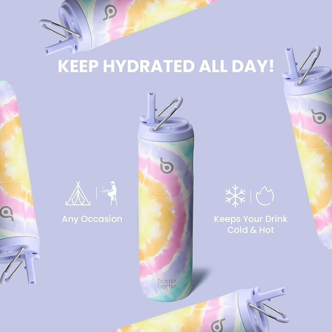 BOTTLE BOTTLE Insulated Water Bottle 24oz with Straw Lid and Handle Sports | for Travel Gym school,Stainless Steel Water Bottles,Double-Wall,Vacuum Metal,Leak Proof,BPA-Free