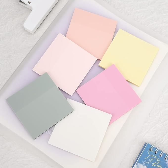 Temiary 6Pads Transparent Sticky Notes, Clear Sticky Note Waterproof See Through Memo Pad, Markers Stickers Translucent Index Book Tabs for Annotating Bible Study Supplies, 50Sheets/Pad