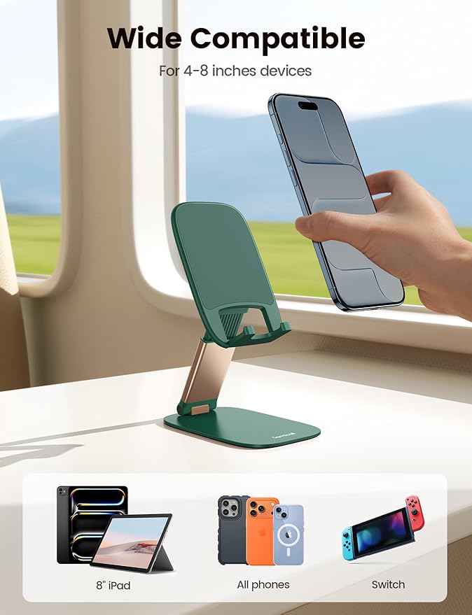 Lamicall Ultra-Thin Cell Phone Holder, Green Office Desk Accessories for iPhone Stand, Gifts for Fathers Day Teen Boys Girls Adults Women Men Grandkids, Workspace Desk Organizer, Green Office Decor