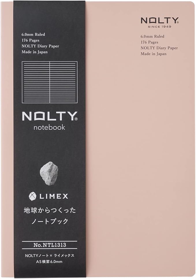 NOLTY NOTE × LIMEX, A5 Ruled Line Notebook, 6.00mm, 176 Sheets, Sand Pink, NTL1313