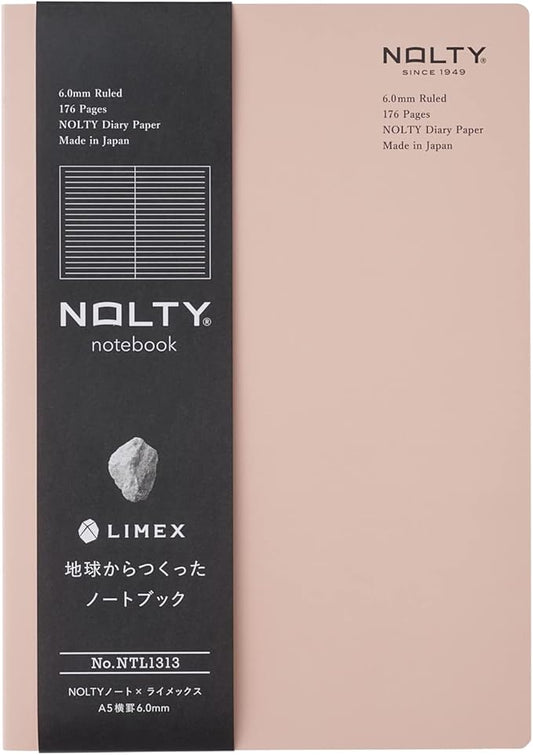 NOLTY NOTE × LIMEX, A5 Ruled Line Notebook, 6.00mm, 176 Sheets, Sand Pink, NTL1313