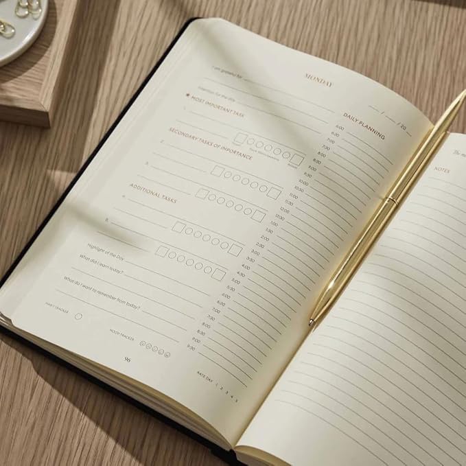 Intelligent Change 3-Month Productivity Planner 2025, Productivity Tools for Time Management & Mindfulness, Daily Planner To Do List, A5 Undated Quarterly Planner (Black)