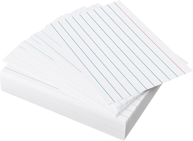 Heavy Weight Index Cards 3x5 Ruled - Goefun 240GSM/90LB 100 Pack White Lined Note Cards 3 x 5 Flashcards for Studying, Note Taking and To Do List
