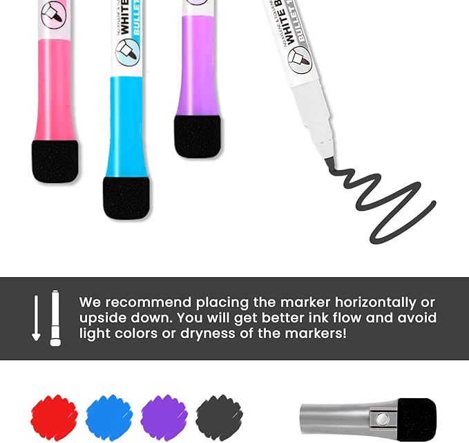 ALEZEL Magnetic to Do List White Board for Fridge, Multifunctional Dry Erase List Board for Refrigerator - Set of 4 Magnetic Grocery List Whiteboards, 4 Markers + Eraser