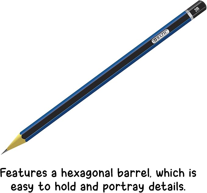 BAZIC PRODUCTS Drawing & Sketching Pencil Set, 6 Soft Lead Pencils