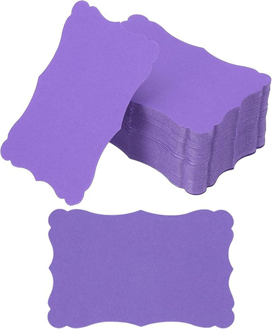 PATIKIL 3.7"x2.4" Blank Paper Business Cards, 120 Pack Small Index Flash Cards Words Message Note Card Mini Paper Tags Lace for DIY Gift, Purple