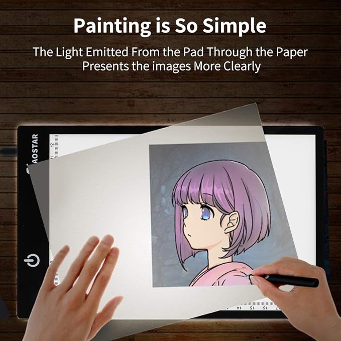 XIAOSTAR Light Box Drawing Pad A5, Tracing Board with Micro USB Cord Charge Cable and Brightness Adjustable for Artists, AnimationDrawing, Sketching, Animation, X-ray Viewing (A5) Not Rechargeable