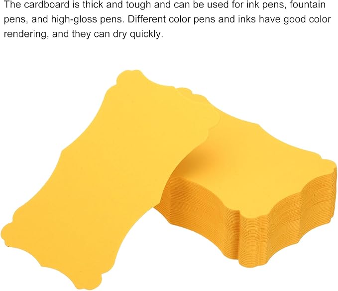 PATIKIL 3"x5" Blank Paper Business Cards, 120 Pack Small Index Flash Cards Words Message Note Card Mini Paper Tags Lace for DIY Gift, Yellow