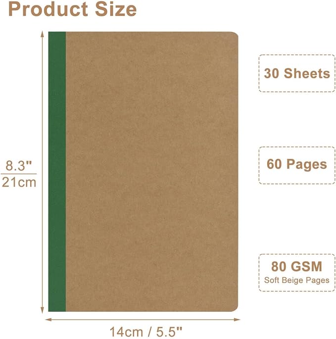 ZCZN 100 Pack Composition Notebooks Bulk, A5 Kraft Cover Lined Journals with Rainbow Spines for School, Business, Work and Daliy Use (100, 10 colors)