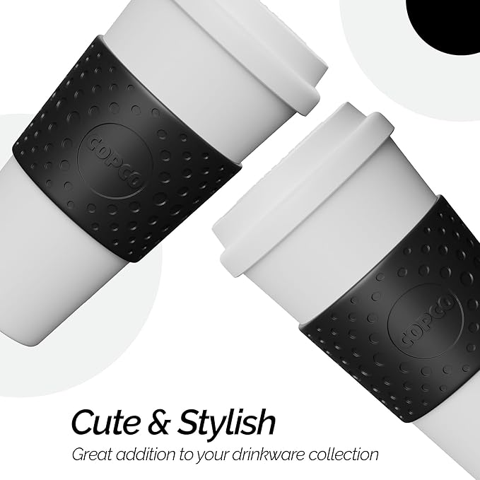 Copco Acadia 16oz Travel Mug, Black | Double Wall Insulated Tumbler | Non-Slip Sleeve and BPA-Free | Microwave & Dishwasher Safe | Reusable Plastic Travel Coffee Mug