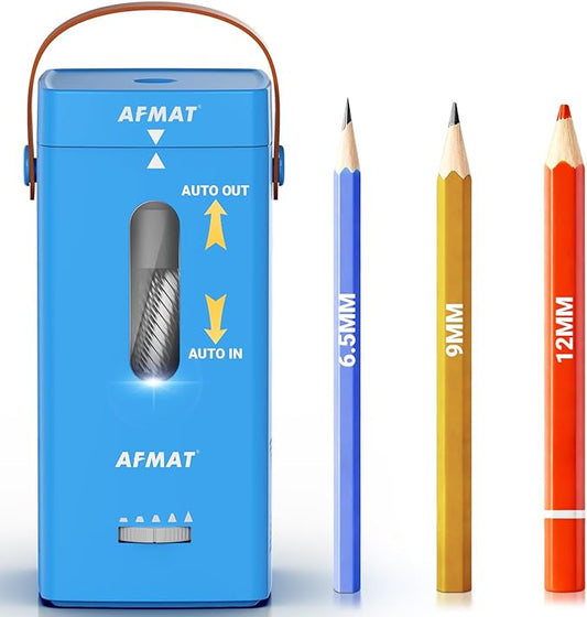 AFMAT Electric Pencil Sharpener, Fully Automatic Pencil Sharpener, Auto in & Out, Rechargeable Hands-Free Sharpeners for Jumbo & Colored Pencils (6.5-12mm), Portable for Home/Classroom/Office PSC6