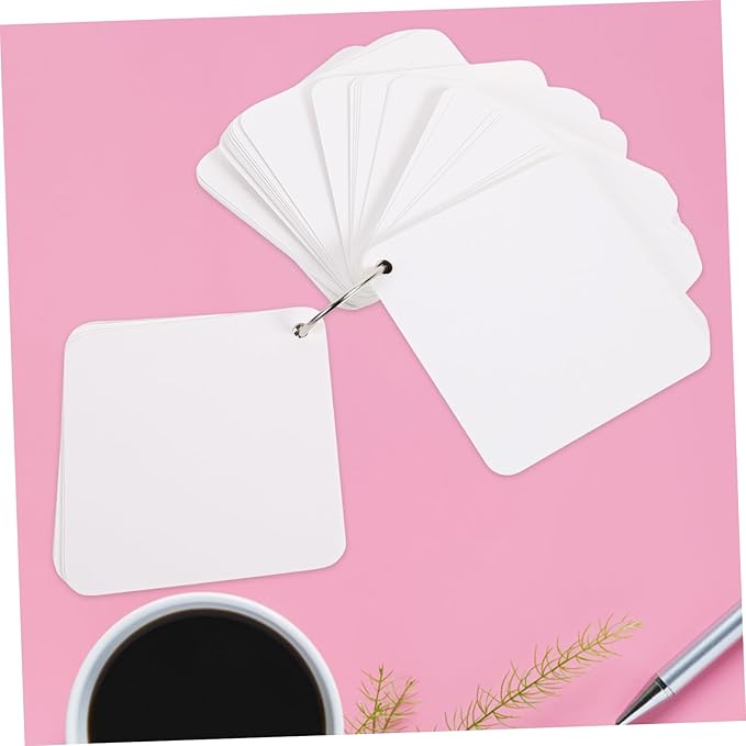 STOBOK Blank Flashcards Index Cards Rings Punched Studying Note Cards Hand Painting Memo
