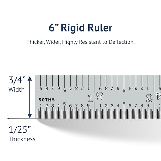 PEC Tools 6"/150mm Metal Ruler
