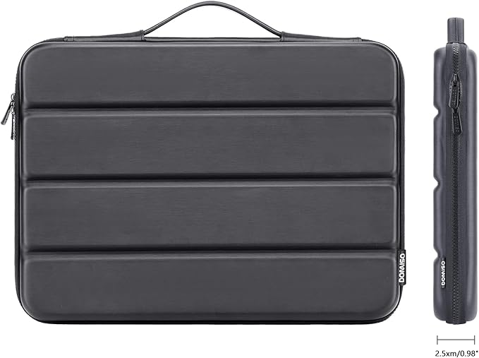 DOMISO 17 inch Laptop Sleeve with Handle Shockproof Computer Bag Waterproof EVA Protective Carrying Case for 17.3" HP Dell Lenovo Asus Laptop, Black