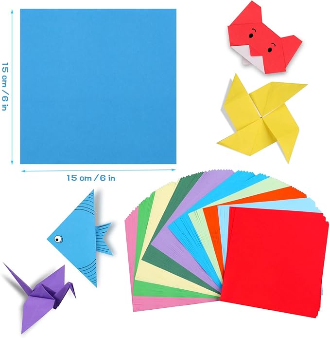 Origami Paper Kit with Instructions Book 20 Easy Origami Projects 6x6 Inch Origami Paper Double Sided Square Colorful Folding Paper Set for Kids Adults Beginners Activity