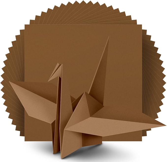 IOOLEEM Origami Paper, 200 Sheets, Brown Origami Paper, 6 Inch Square, Double Sided Colored paper.