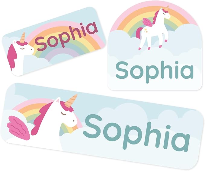 Personalized Daycare Name Labels (84) – Daycare Labels & Name Stickers for Kids – Labels for Kids Stuff Daycare – Waterproof for Baby Bottles, Clothing & Lunch Boxes - Unicorn