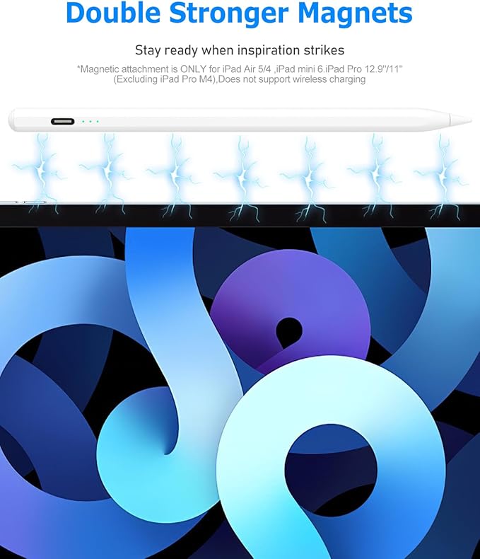 Stylus Pen for iPad 11th & 10th Gen - 2X Faster Charging, Tilt & Palm Rejection, Works with iPad Pro 12.9/11/M4, Air 5/M2, Mini 5/6/7, iPad 6th-11th Gen (2018-2025)