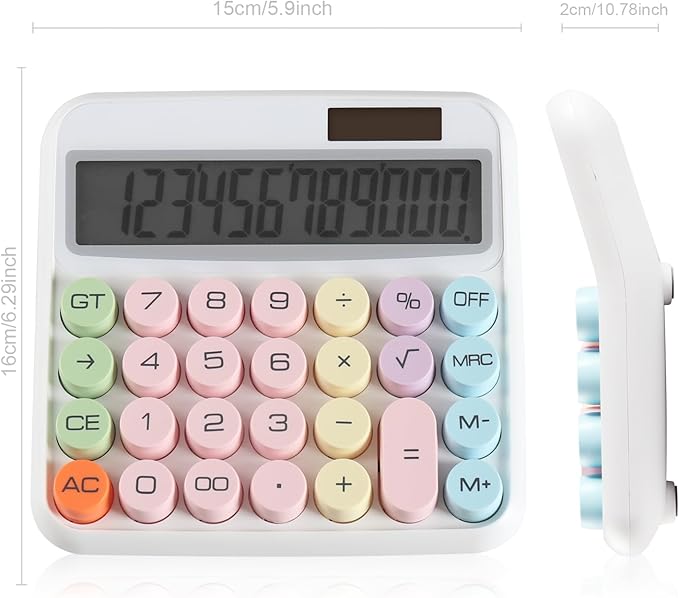 Large Computer Electronic Calculator Counter Solar & Battery Power 12 Digit Display Multi-Functional Big Button for Business Office School Calculating (HY-2278)