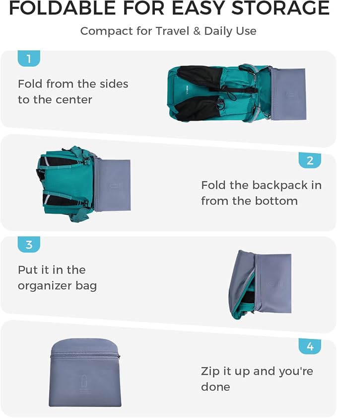 ECOHUB 15L Ultra-Lightweight Packable Backpack, Casual Daypack for Daily Use, Small Hiking & Travel, Foldable Backpack, Water-Resistant Nylon, Reflective Design