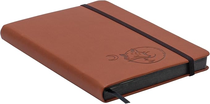 EVERLINEA 5.6” x 8.3” Embossed Fox A5 Hardcover Notebook, 240 Dotted Pages, Rust Orange