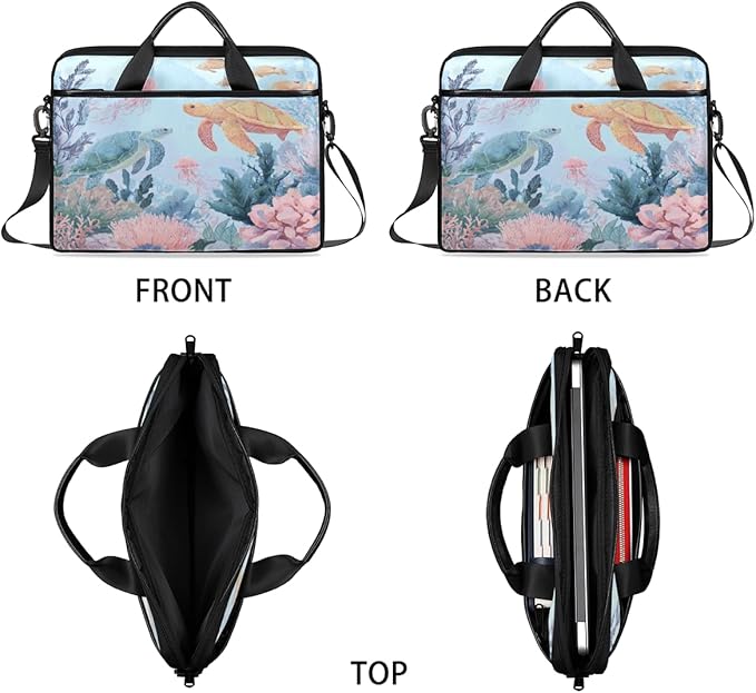 Sea Turtle Coral Laptop Sleeve Case for 13-15 inch Computer Bag Protective Laptop Handle Bag for Women Men
