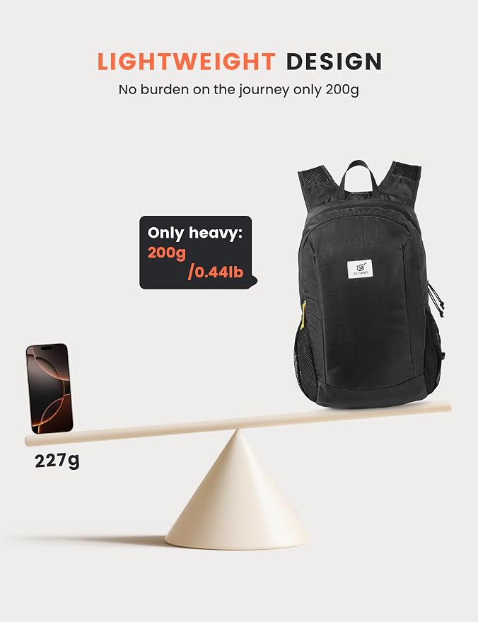 SKYSPER Hiking Backpack Ultralight Packable RFID Travel Daypack Small Nylon Stuff Pack 16L Outdoor Bag for Women Men