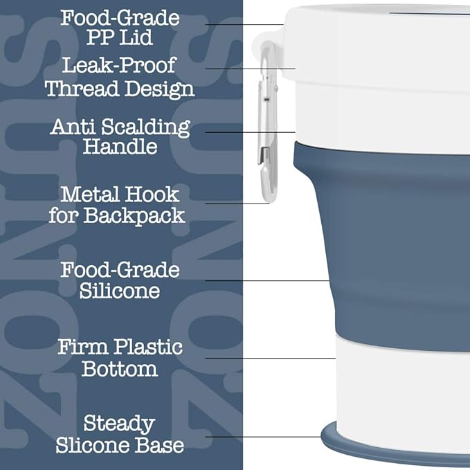 Silicone Collapsible Cup, Travel Coffee Cups, Foldable Camping Cup with Lid, 18 oz
