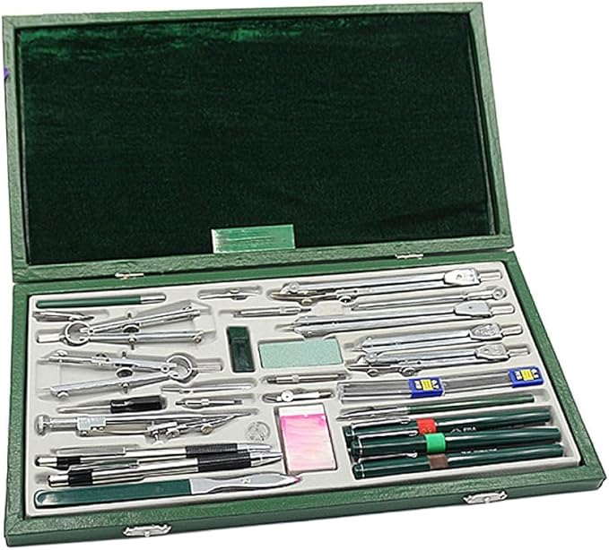 Mathematical Geometry Set 30 Piece Compass Set Math Geometry Tool Set with Lead Refill Protractor, Multifunctional for School Home and Office Tools Student Compass Set