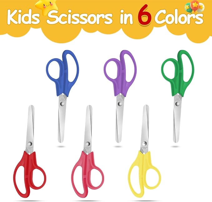 36 Packs Kids Blunt Tip Safety Scissors Bulk,5" Stainless Steel Craft Scissors for Preschool kindergarten, Xnluothsk