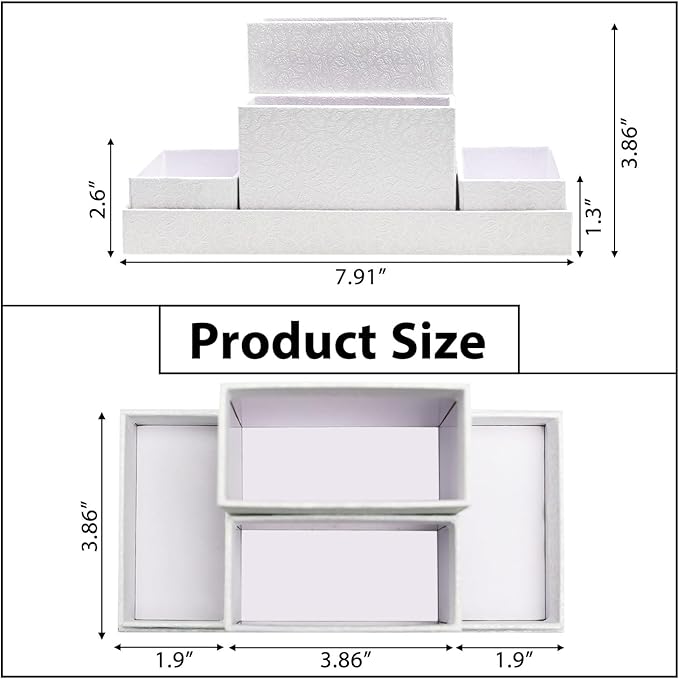Desk Organizer,Office Desk Accessories,Paperboard Desktop Organizer with Pen Pencil Holder and Sticky Note Tray,Paperclip Storage, White
