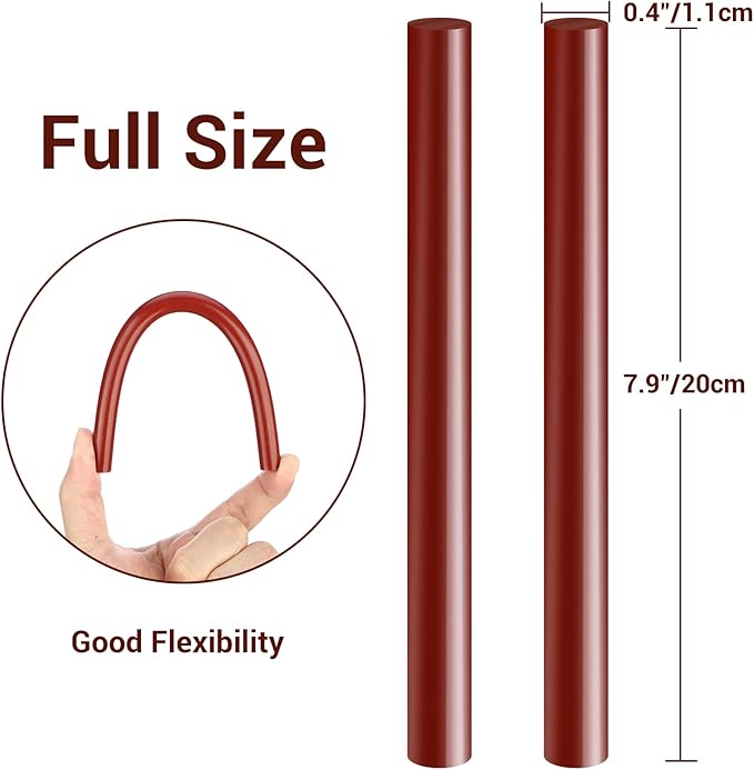 ENPOINT Wine Red Hot Glue Sticks Full Size, 8" Long x 0.43" Dia 36 Pack Hot Melt Glue Sticks Bulk, Wine Red Adhesive Glue Sticks Standard for Crafting DIY Art School Gluing Project Repair Sealing
