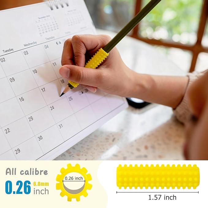 Sequiay 12 Pcs Pencil Grips Handwriting, Textured Silicone Pencil Grip - ADHD Tools, Helps Ease Autism, Anxiety, and Stress (6 Colorful)