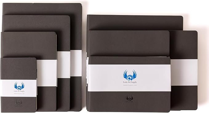 Landscape-Shaped Sketchbook, 8.25 x 5.5 inches, Lays Flat Flexible Sketch Book for Artists, Ideal for Ink, Water Color, Pen, Pencils, 160 Tear Resistant Pages, Size: Landscape Medium, Leda Art Supply