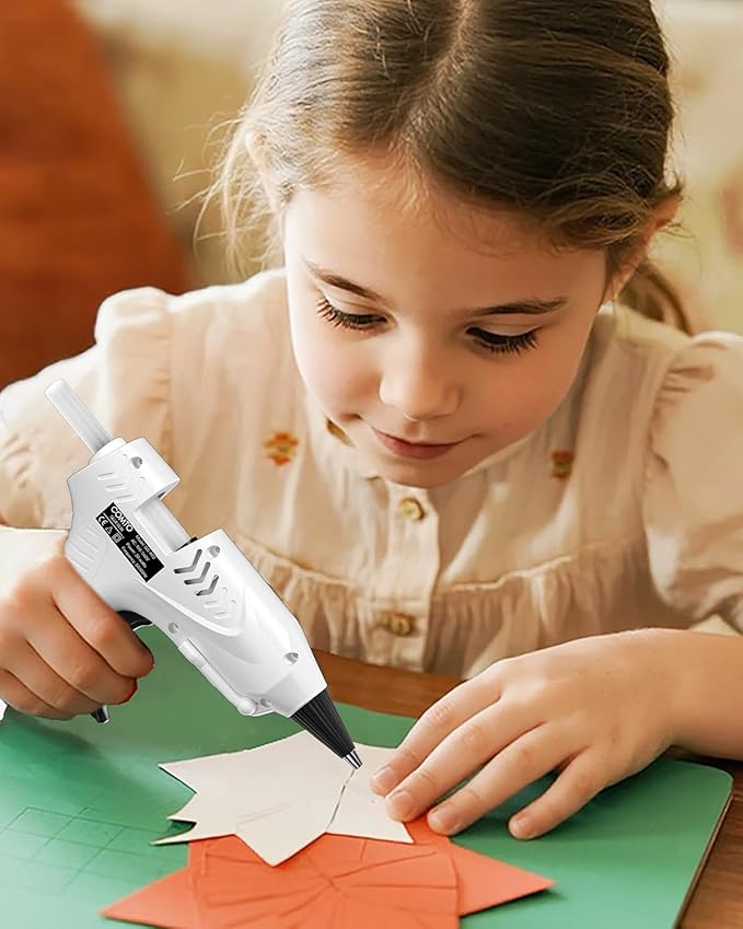 Hot Glue Gun with 100 Sticks(140mm x 7mm), 20W Fast Preheating Mini Hot Glue Gun and Sticks Set for School Crafts DIY Arts and Quick Home Repairs, A02 - White