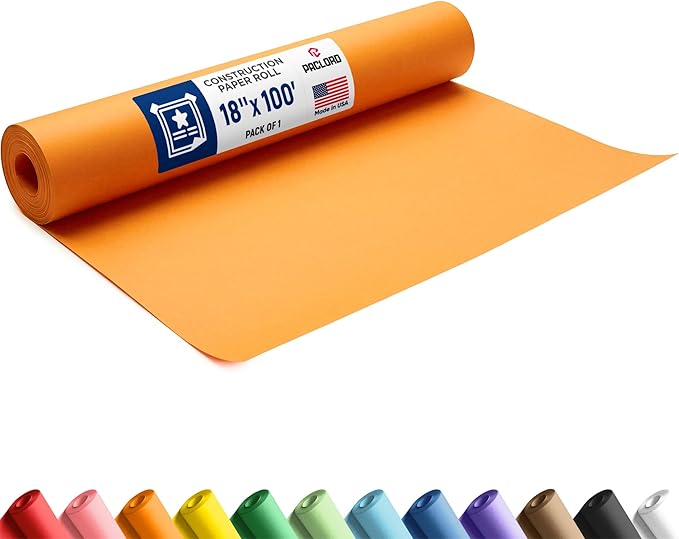 Orange Construction Paper Roll 18" x 100 ft – Made in USA – 18" Bulletin Board Paper for Classroom & School, Teachers & Kids