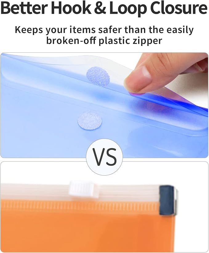 Sooez 24 Pack Plastic Pencil Pouch, Clear Poly Envelopes File Bill Bag with Label Pocket, Plastic Pencil Case Bulk for A6 Size Files Money Envelopes for Cash Storage, Teacher School Office Supplies