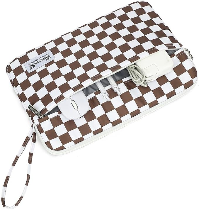 Canvaslife Laptop Sleeve Case Cover with Pocket for MacBook Pro 14 inch and 14 inch-14.4 inch HP, Lenovo, Dell, ASUS, Acer Notebook Computer (Brown Checker)