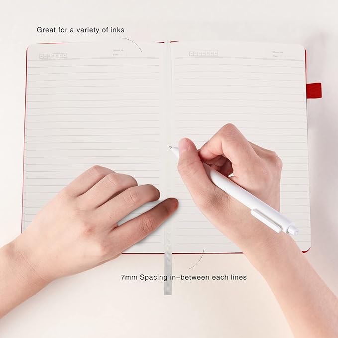 Lined Journal Notebooks with Pen Loop, Hardcover Notebook Journal for Work, 100Gsm Premium Thick Paper with Inner Pocket, Medium 5.7''''x8.4'''', ?bright Red, Ruled, 1 Pack